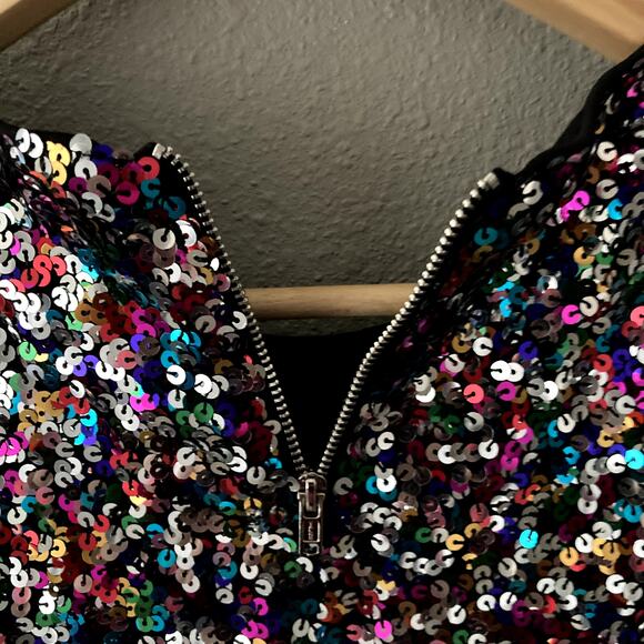 Sugar Lips NEW Sequin Bubble Sleeve Top - Neptune - Medium - Picture 6 of 10